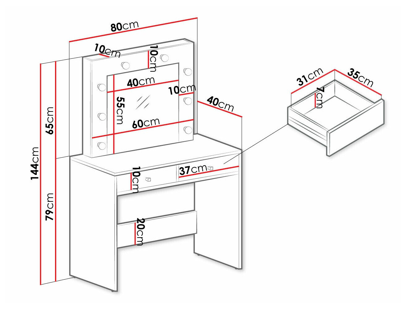 Sminkebord Bedford 102