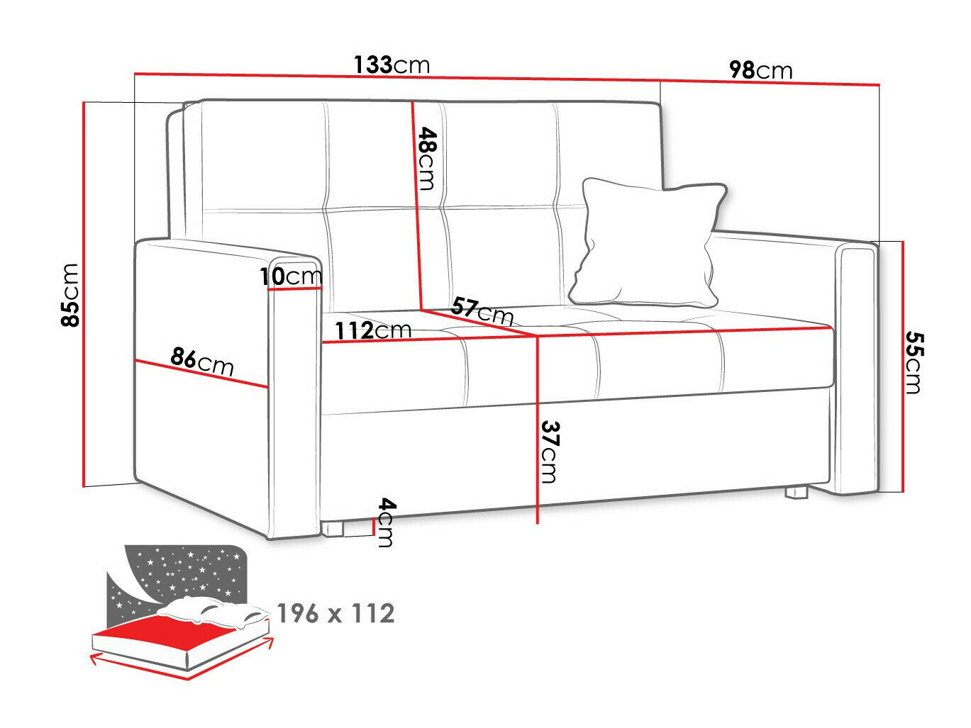 Sovesofa Columbus 105 (Spirit 03)