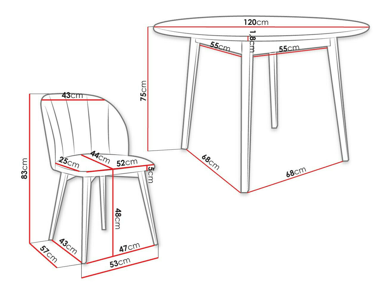 Spisestuesæt Racine 136 (Sort)