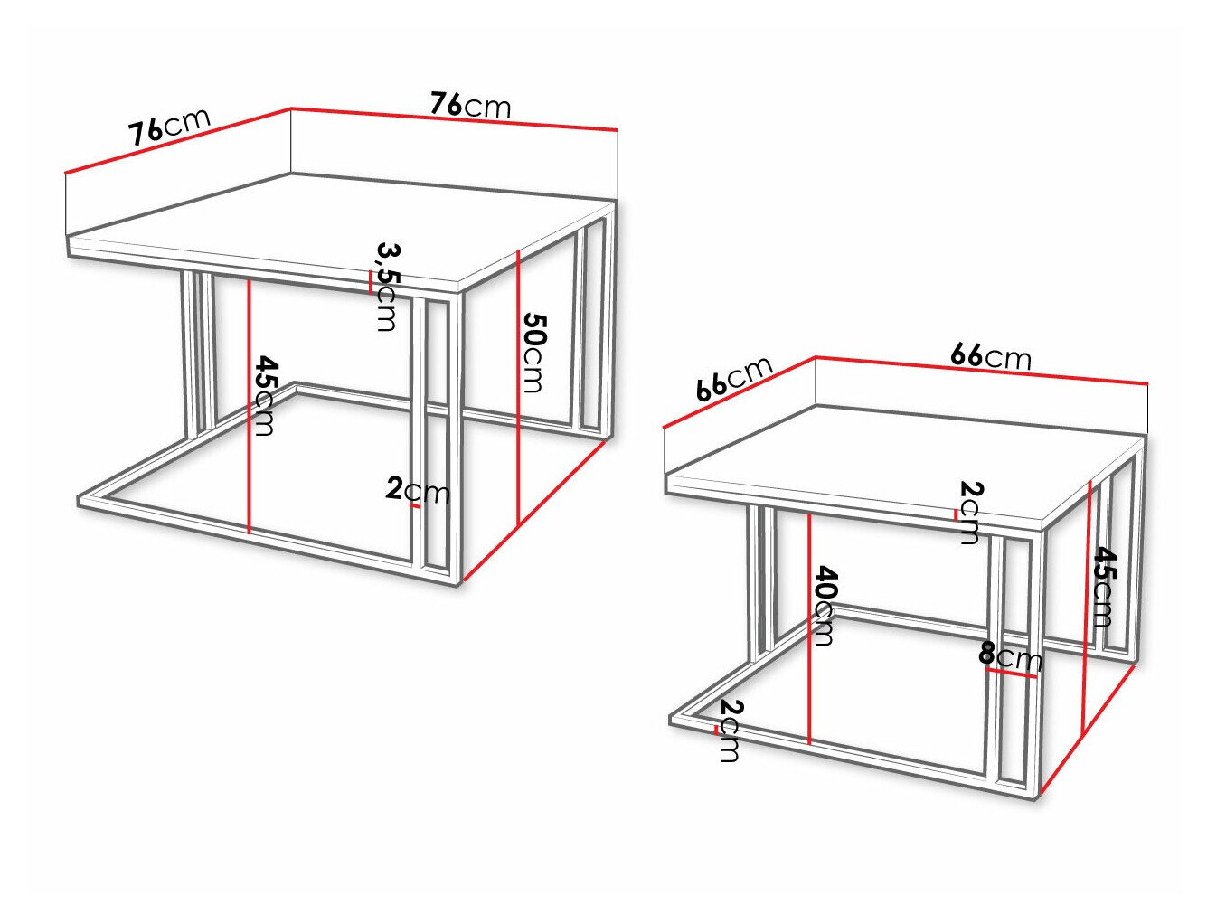 Salontafel set Oswego 110 (Wit + Gouden)