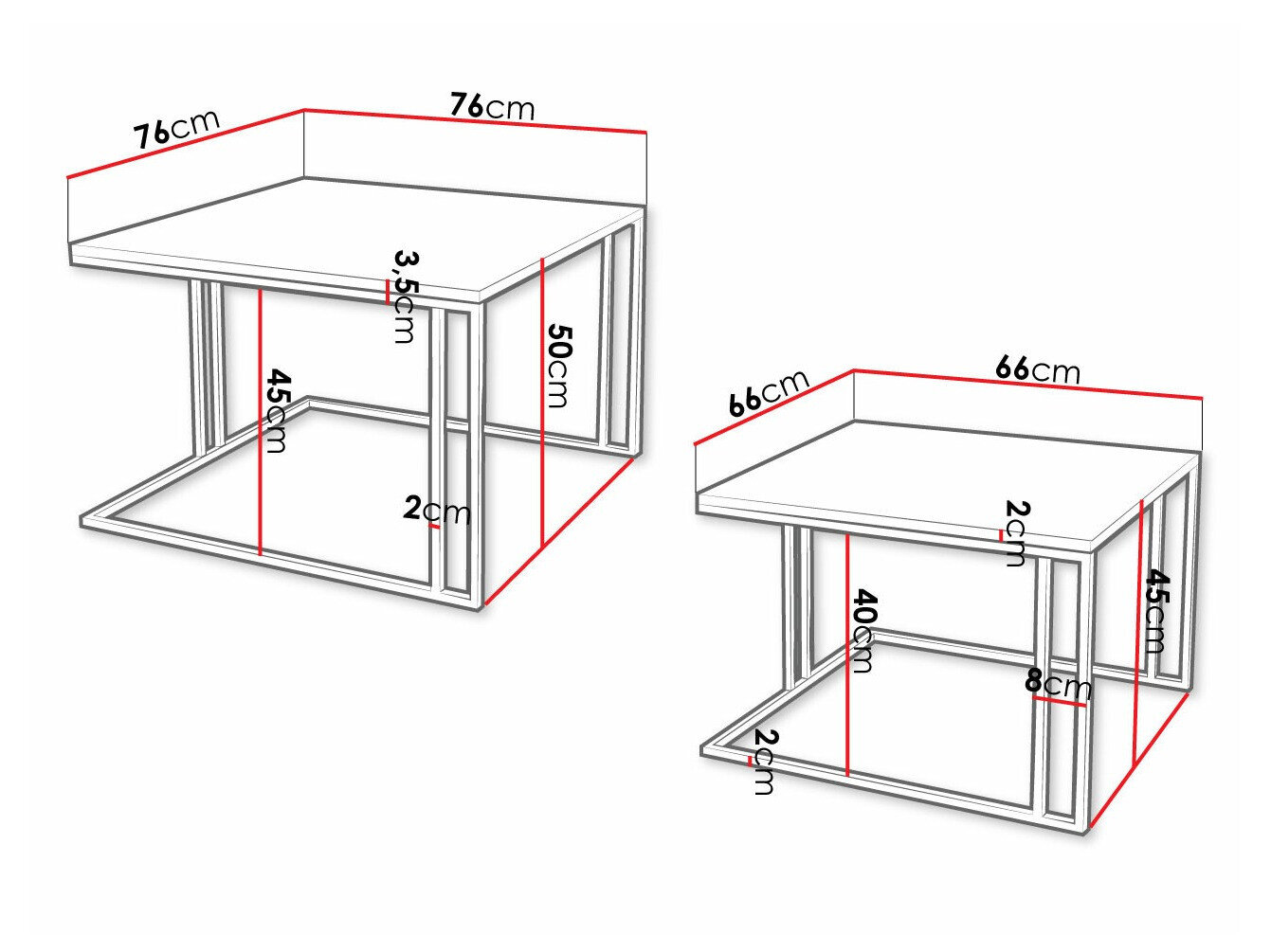 Sofabordssæt Oswego 110 (Hvid + Sort)