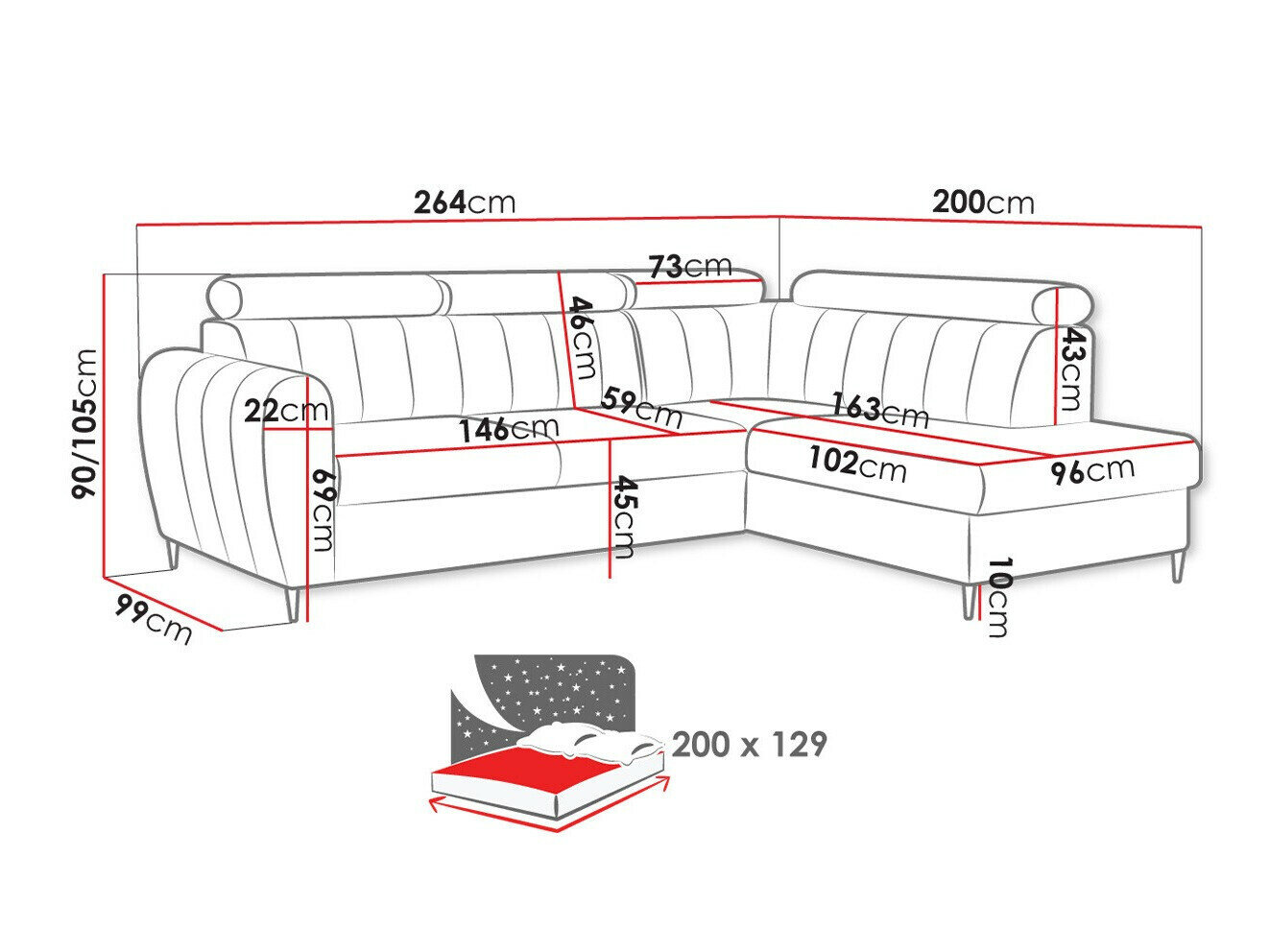 Hjørnesofa Temple 125 (Paros 2)