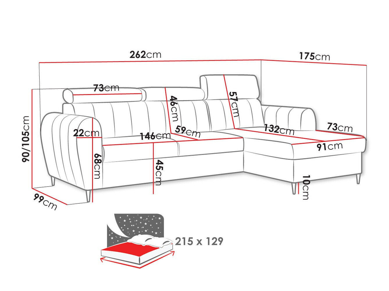 Hjørnesofa Temple 126 (Kronos 01)