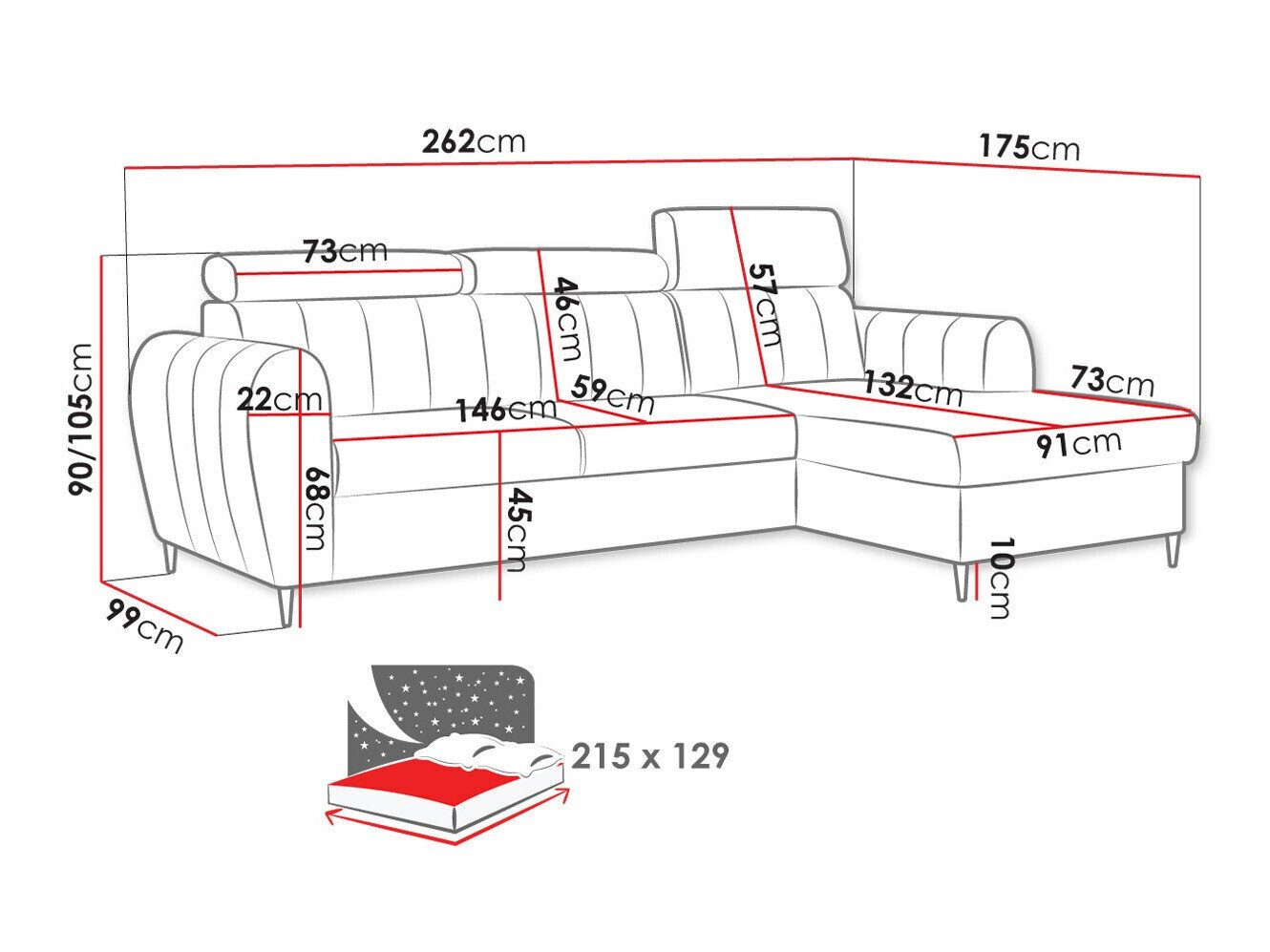 Hjørnesofa Temple 126 (Kronos 09)
