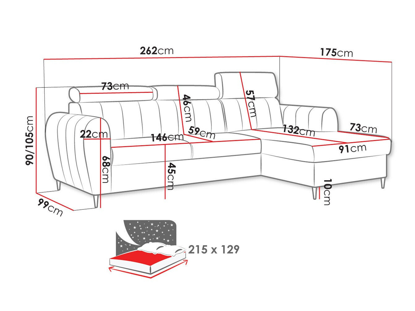 Hjørnesofa Temple 126 (Kronos 19)