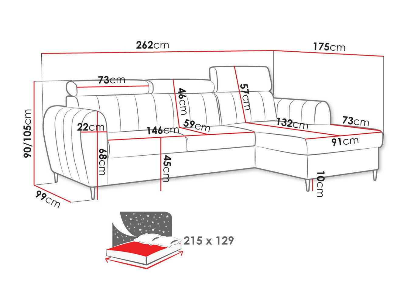 Hjørnesofa Temple 126 (Kronos 22)
