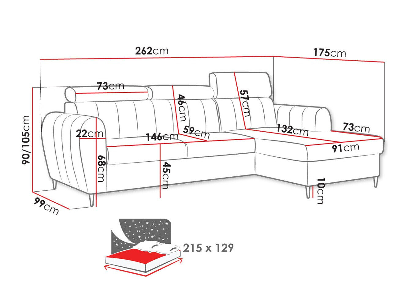 Hjørnesofa Temple 126 (Kronos 22)