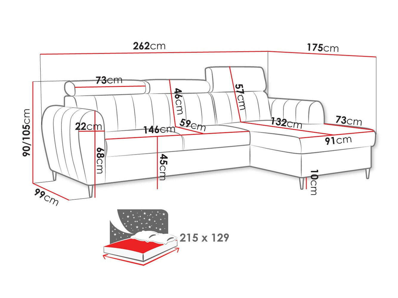 Hjørnesofa Temple 126 (Kronos 29)