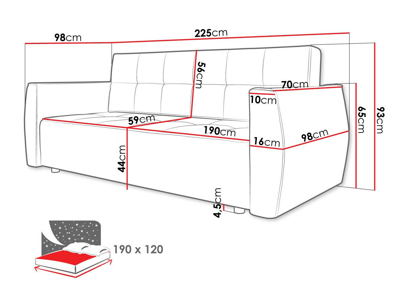 Sovesofa Edinburg 107 (Poso 100 + Paros 01)