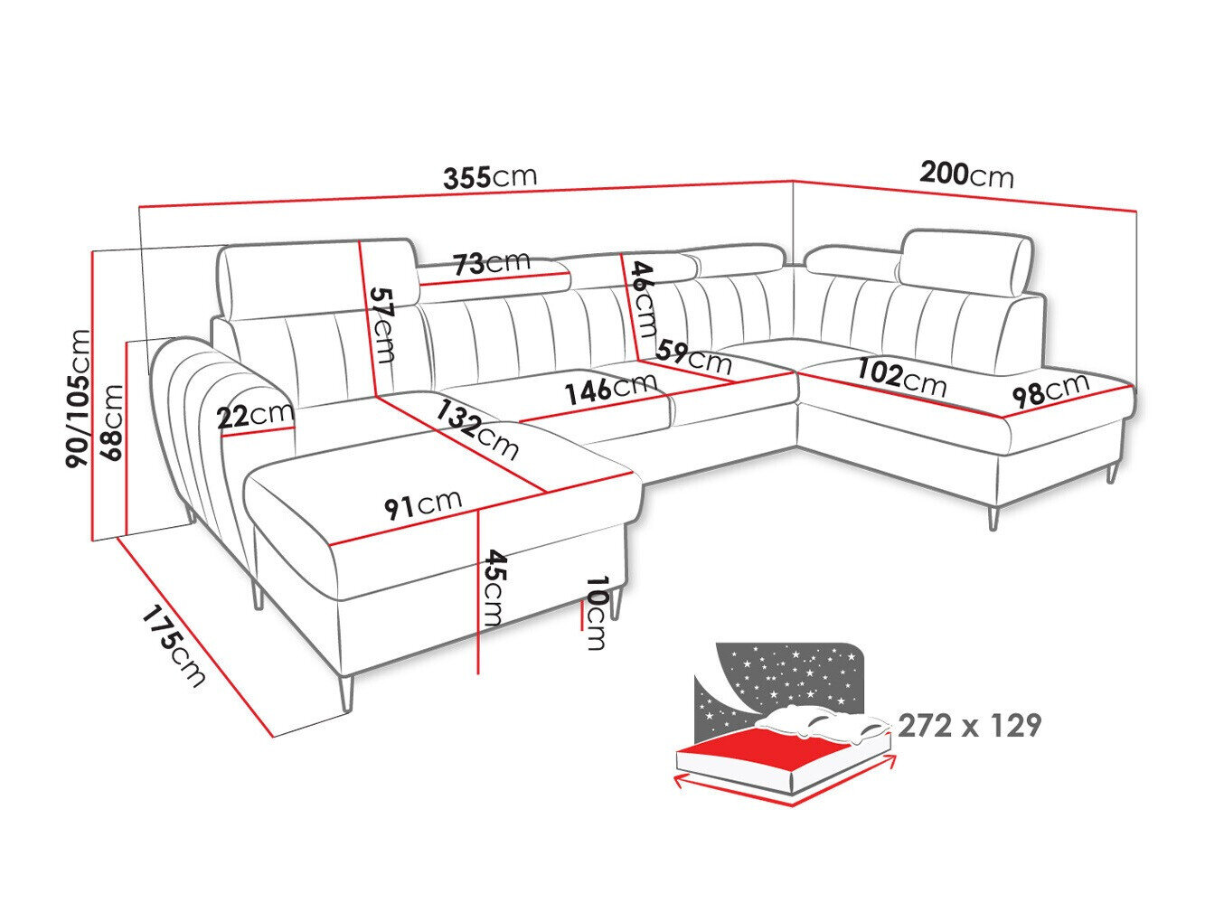 Hjørnesofa Temple 128 (Kronos 01)