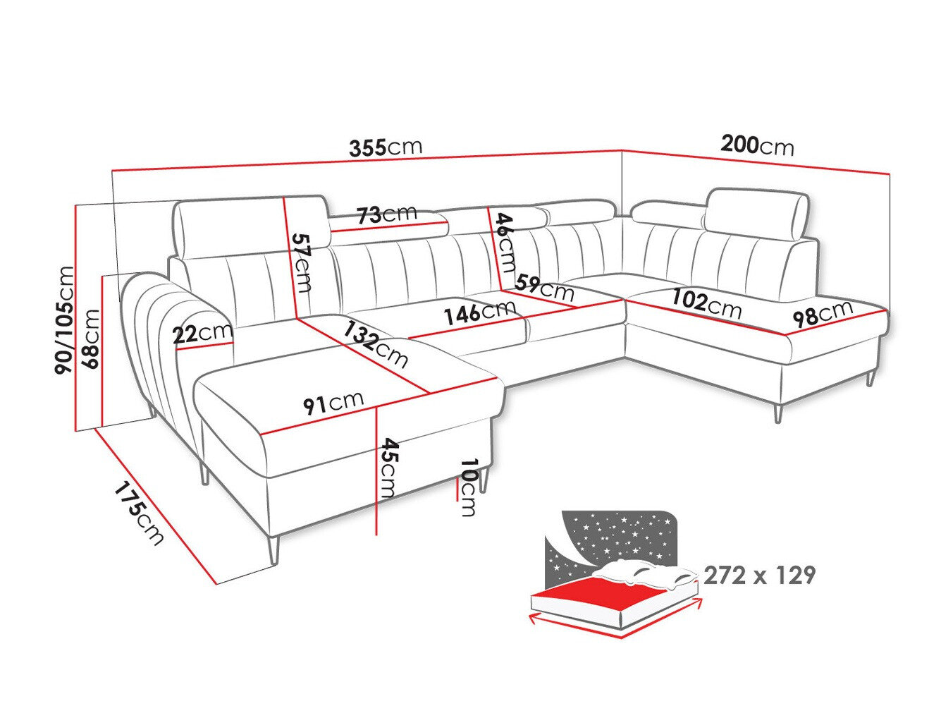 Hjørnesofa Temple 128 (Kronos 22)