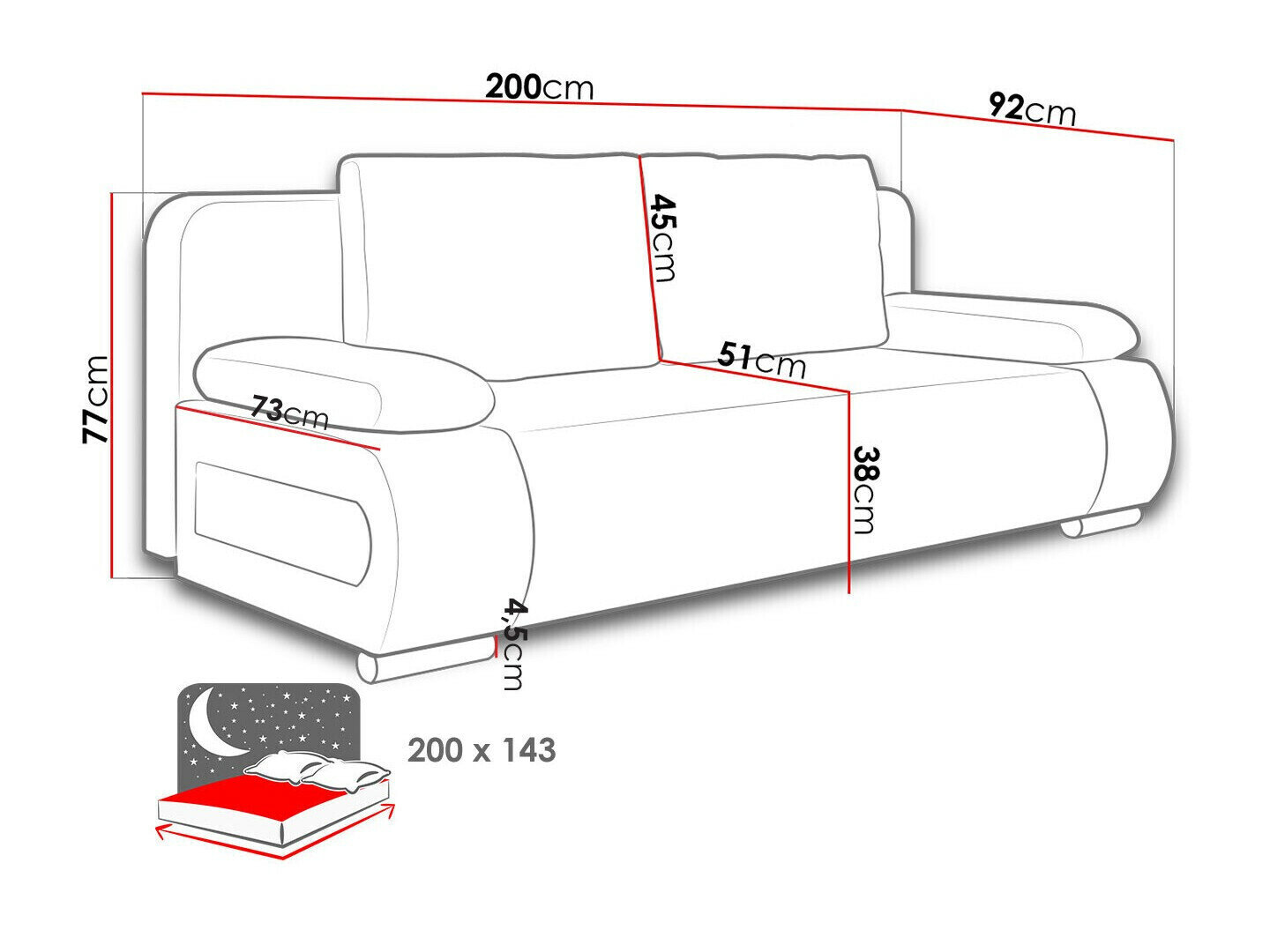 Sovesofa Comfivo 144 (Wave 05)