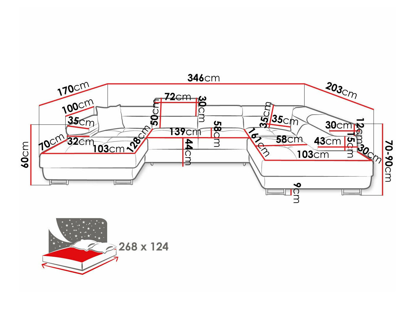 Hjørnesofa Comfivo Eliferu 103 (Lux 05)