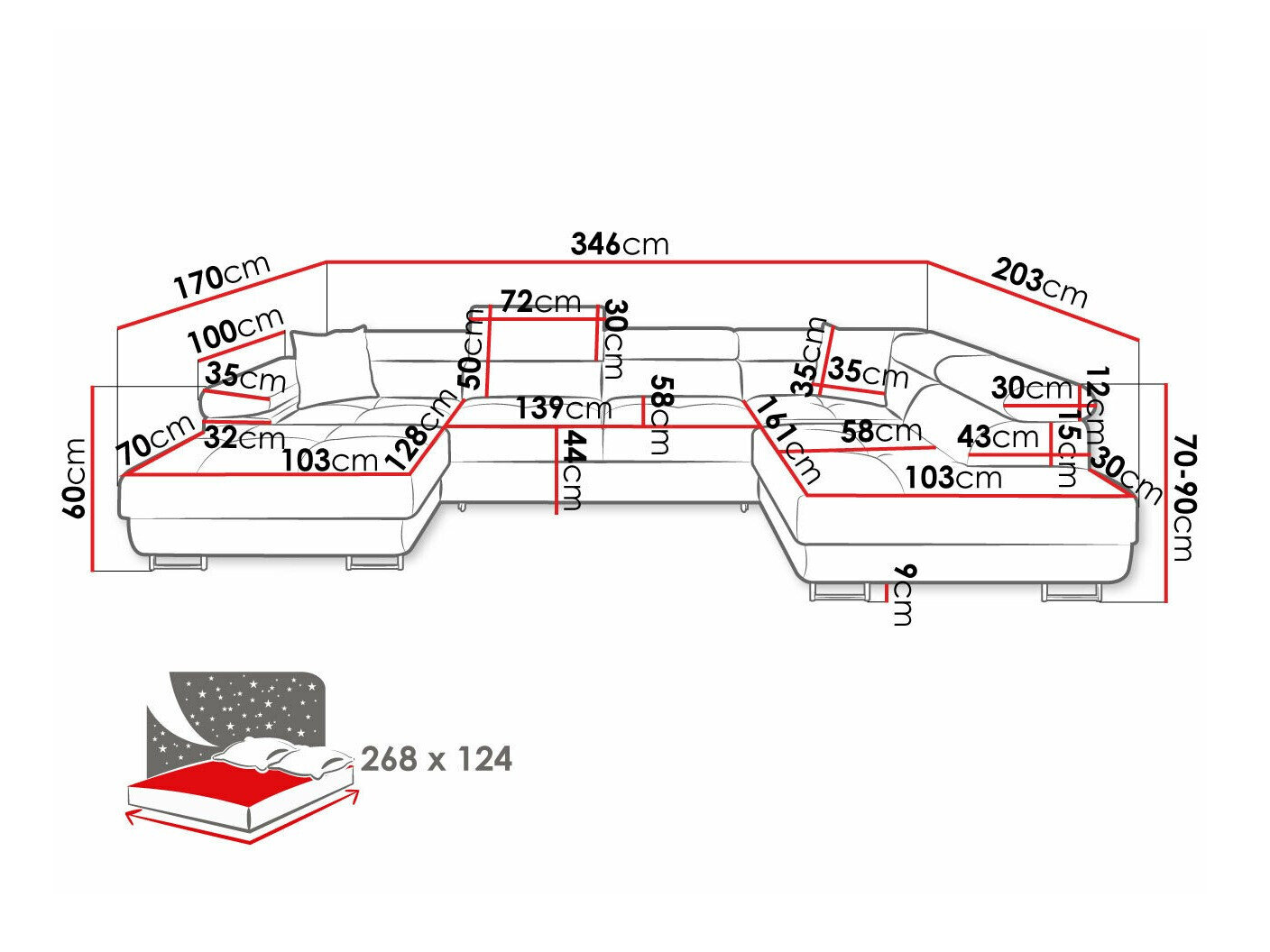 Hjørnesofa Comfivo Eliferu 103 (Soft 011 + Lux 06)