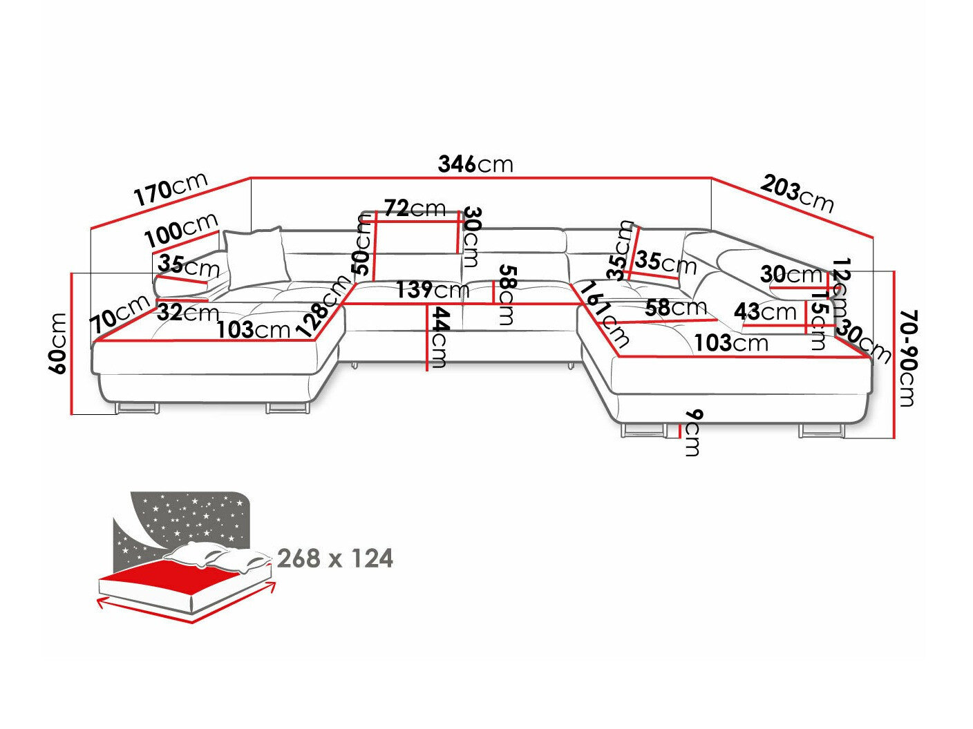 Hjørnesofa Comfivo Vinetum III (Poso 135)