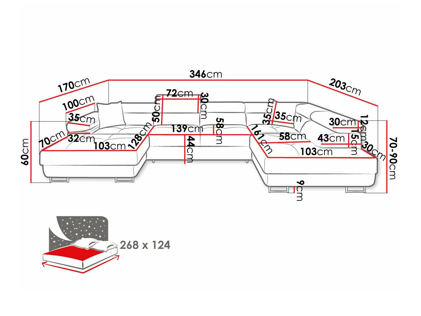 Hjørnesofa Comfivo Vinetum III (Soft 029 + Lux 05)