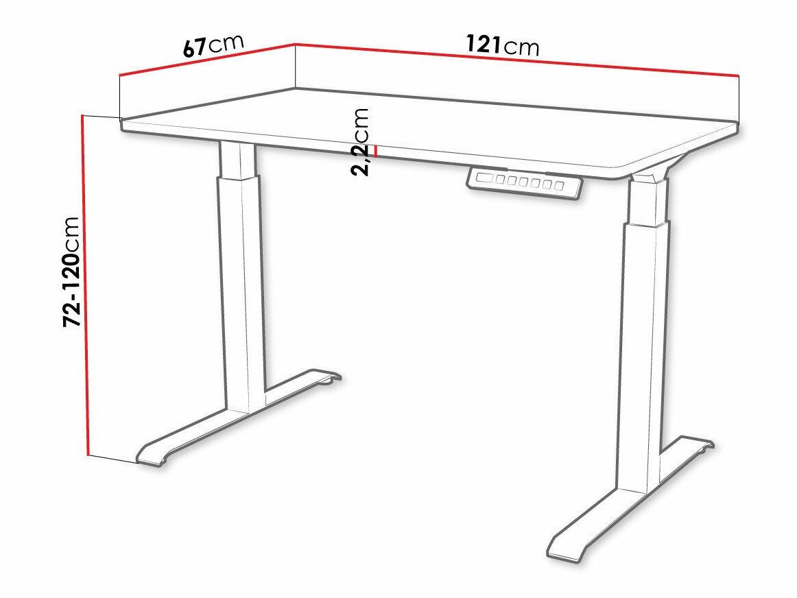 Hæve-sænkebord Charlotte 194 (Wotan eg + Sort)