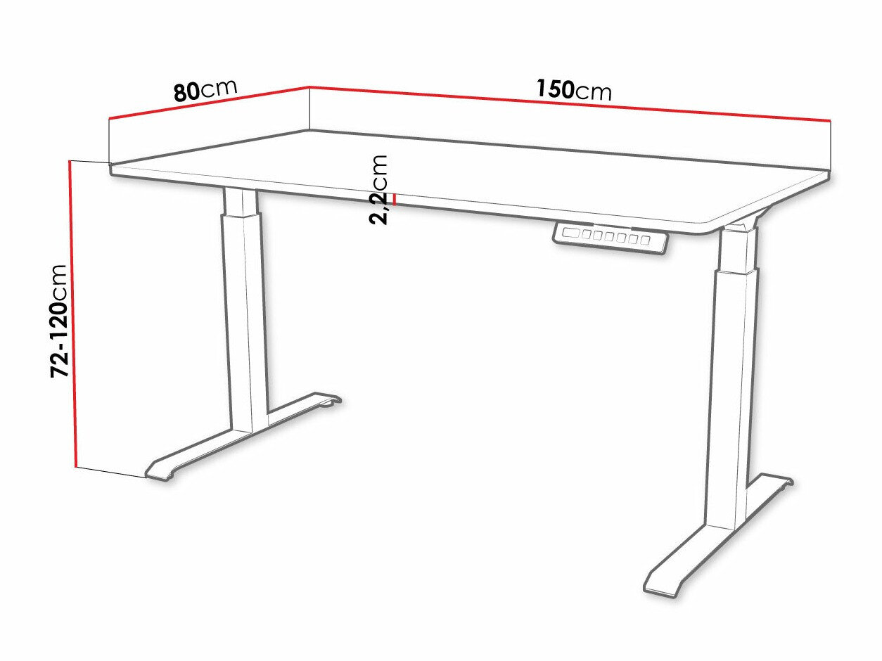 Hæve-sænkebord Charlotte 195 (Hvid + Sort)