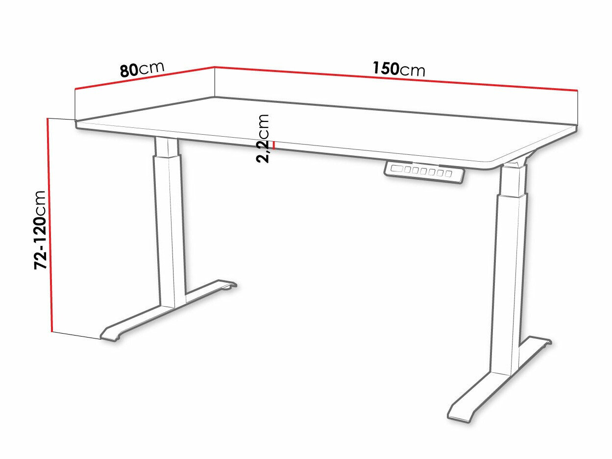 Hæve-sænkebord Charlotte 195 (Sort)