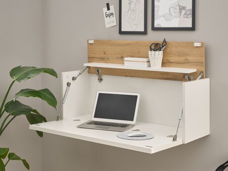 Mesa de oficina Elbsori 107 (Blanco + Roble wotan)