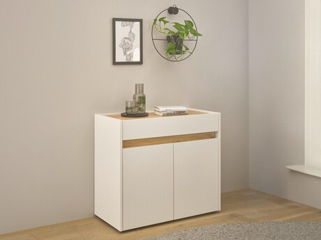 Ladekast Elbsori 110 (Wit + Wotan eik)