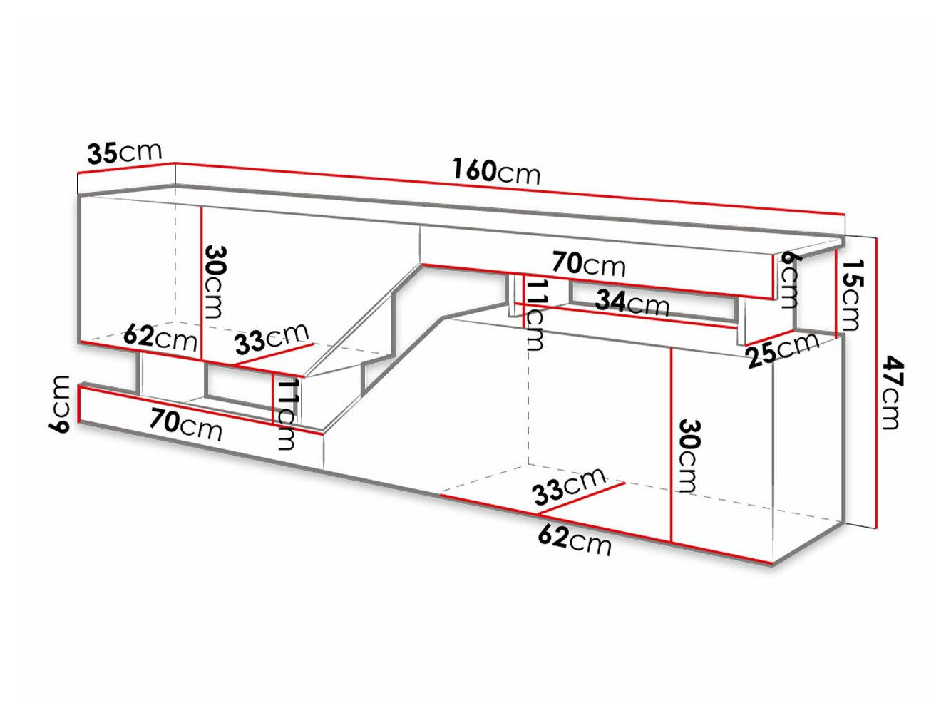 TV-bord Comfivo Daldune 100 (Hvid + Wotan eg)