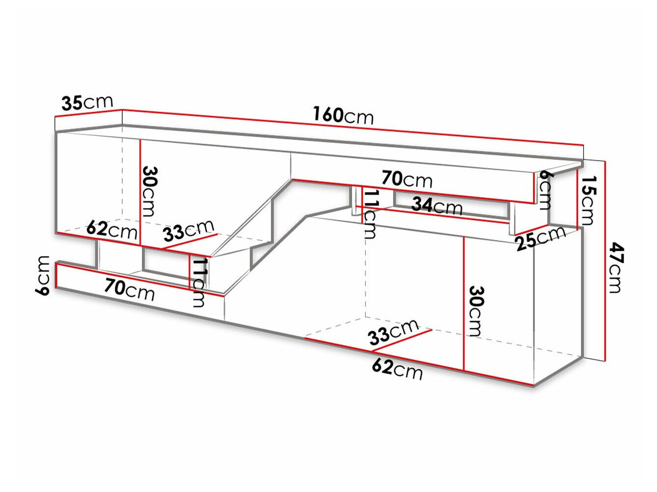 TV-bord Comfivo Daldune (Antracit + Wotan eg)