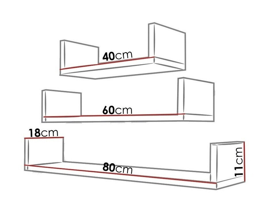 Sæt med vægmonterede reoler Sarasota 105 (Hvid)
