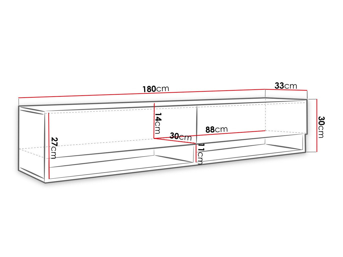 TV-bord Sarasota 119 (Grafit + Sort)