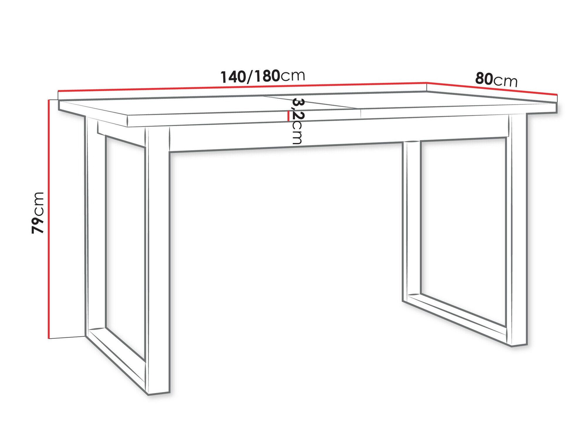 Bord Victorville 353 (Sonoma eg + Sort)