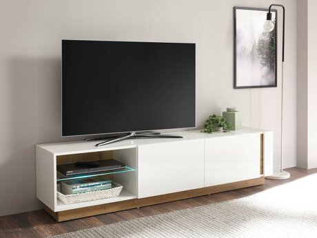TV-állvány Veropho 103 (Fényes fehér + Grandson tölgy)