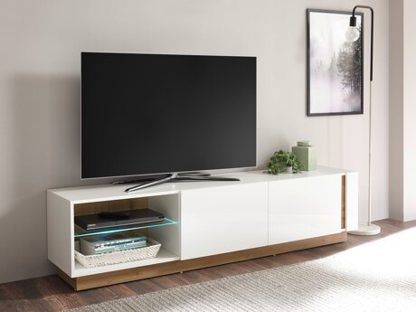TV-állvány Veropho 103 (Fényes fehér + Grandson tölgy)