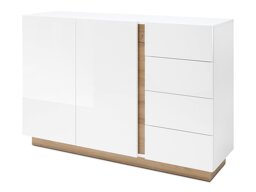 Ladekast Veropho 107 (Glanzend wit + Kleinzoon eik)