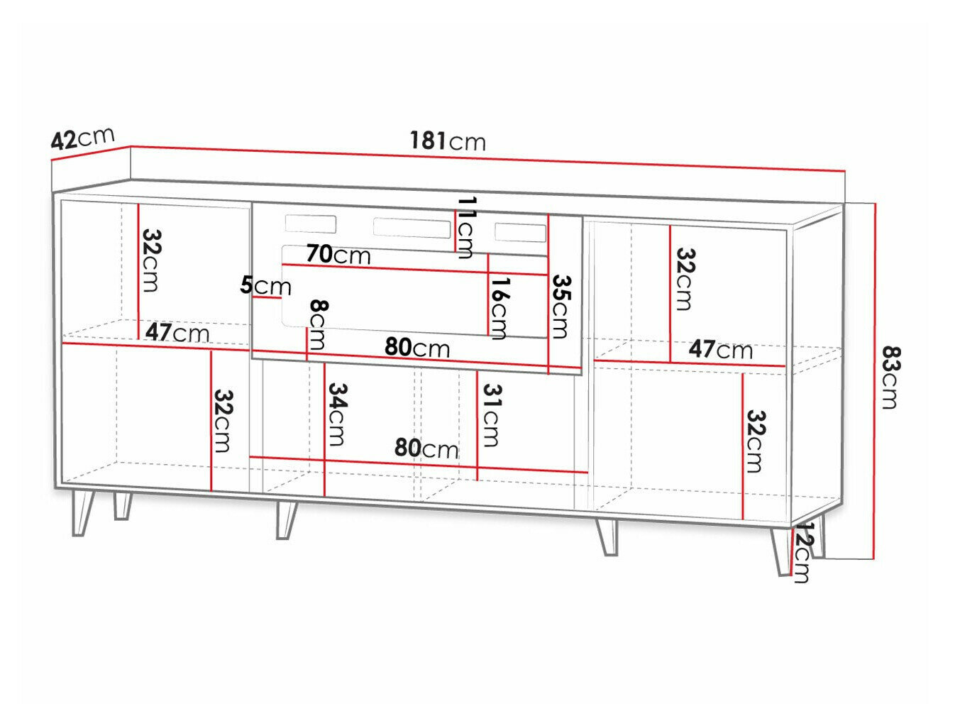 Skænk Levmari 104 (Hvid + Sort)