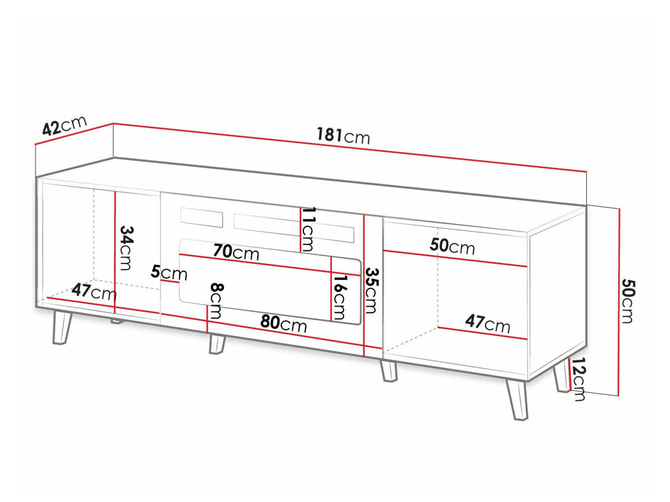 TV-bord Dicto II (Hvid + Sort)