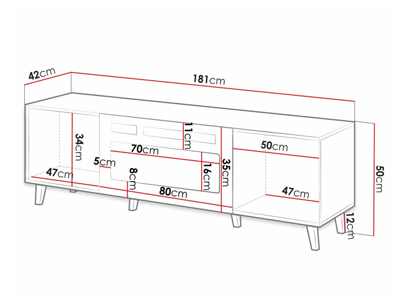 TV-bord Dicto II (Sort + Gylden)