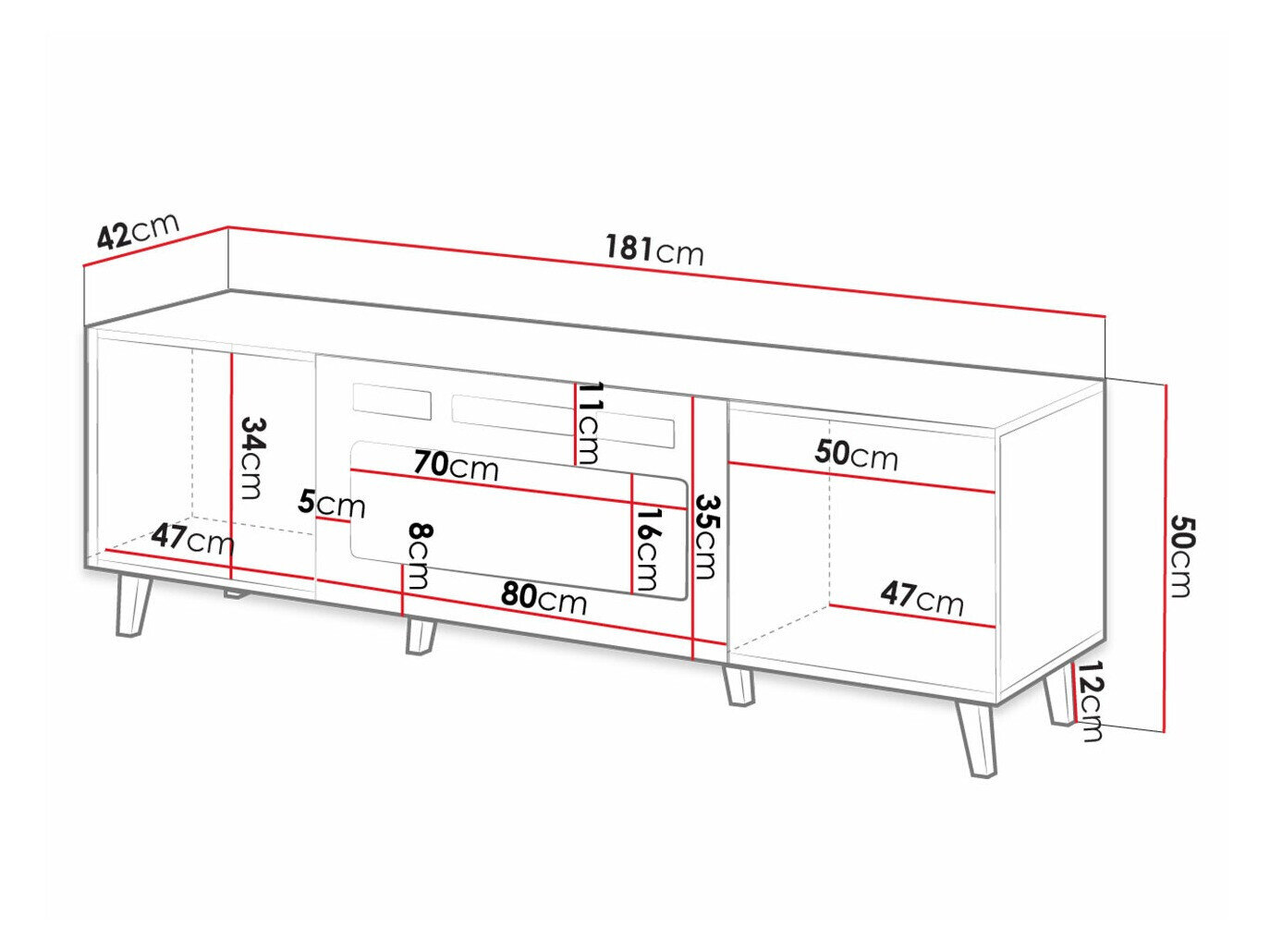 TV-bord Levmari 106 (Hvid + Sort)