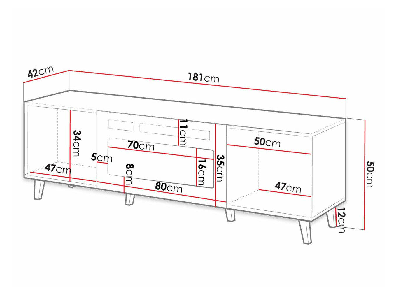 TV-bord Levmari 106 (Sort + Gylden)