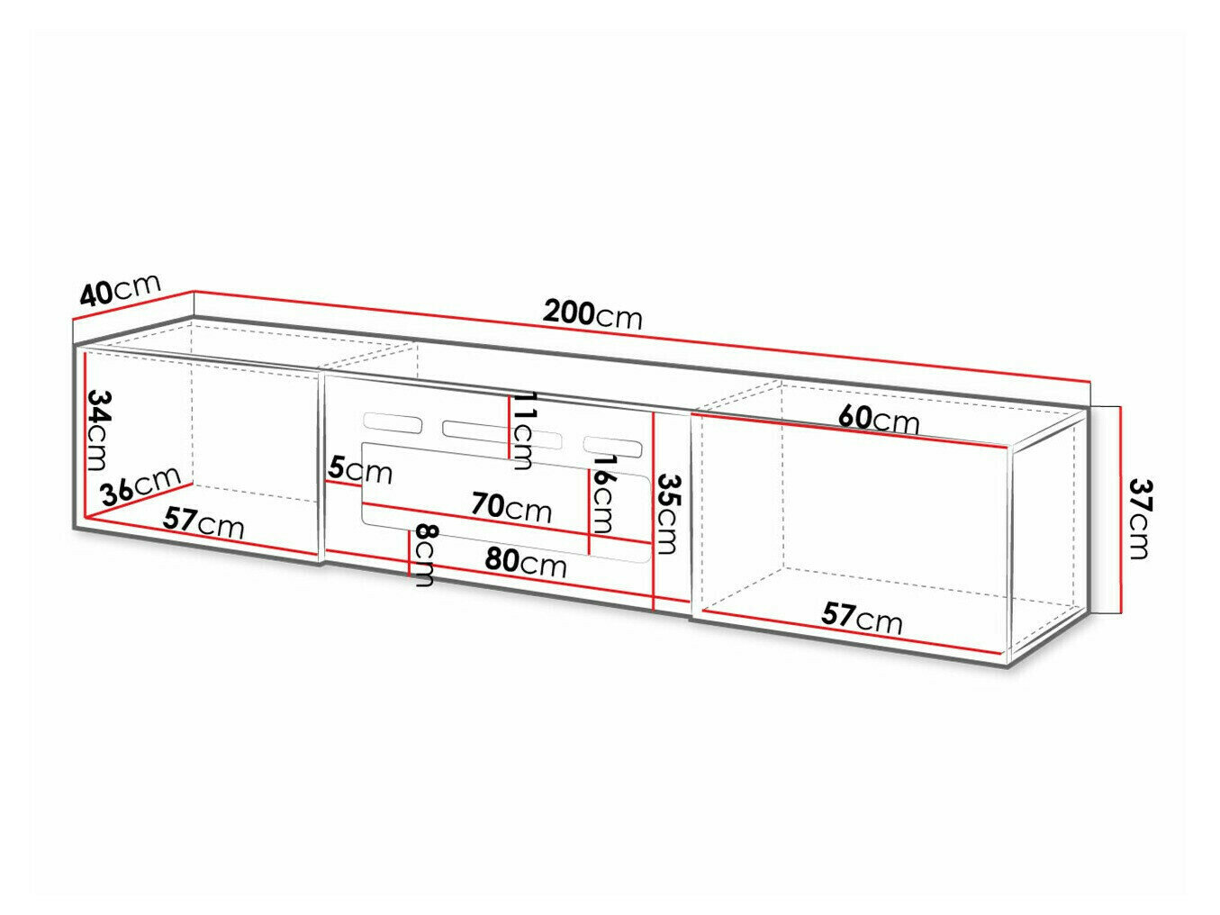 TV-bord Imago I (Hvid + Glansfuld hvid)