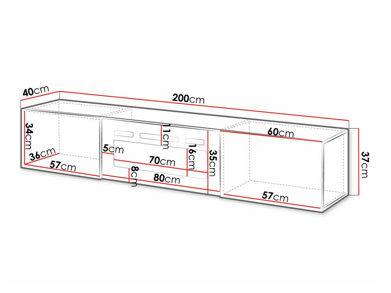 TV-bord Imago I (Hvid + Glansfuld hvid)