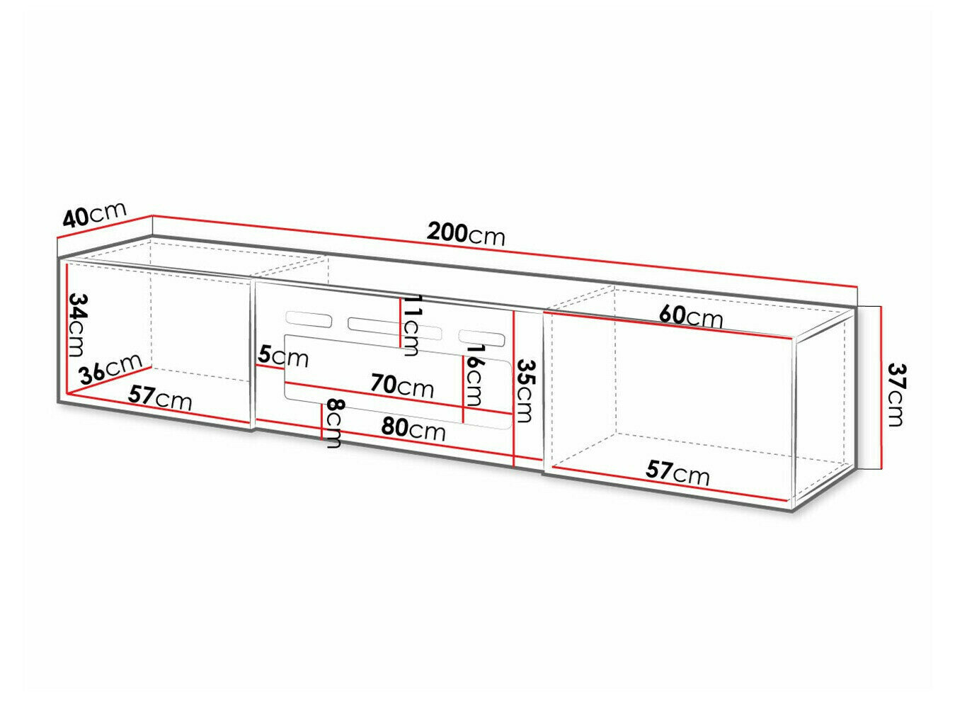 TV-bord Imago I (Sort + Blank sort)