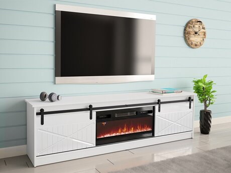 Meuble TV Charlotte 165 (Blanc + Blanc brillant)