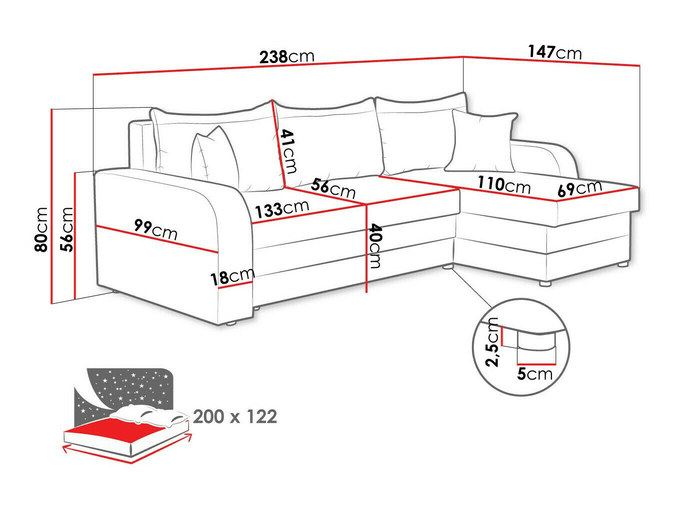 Hjørnesofa Comfivo 203 (Mikrofaza 0025 + Mikrofaza 0031)