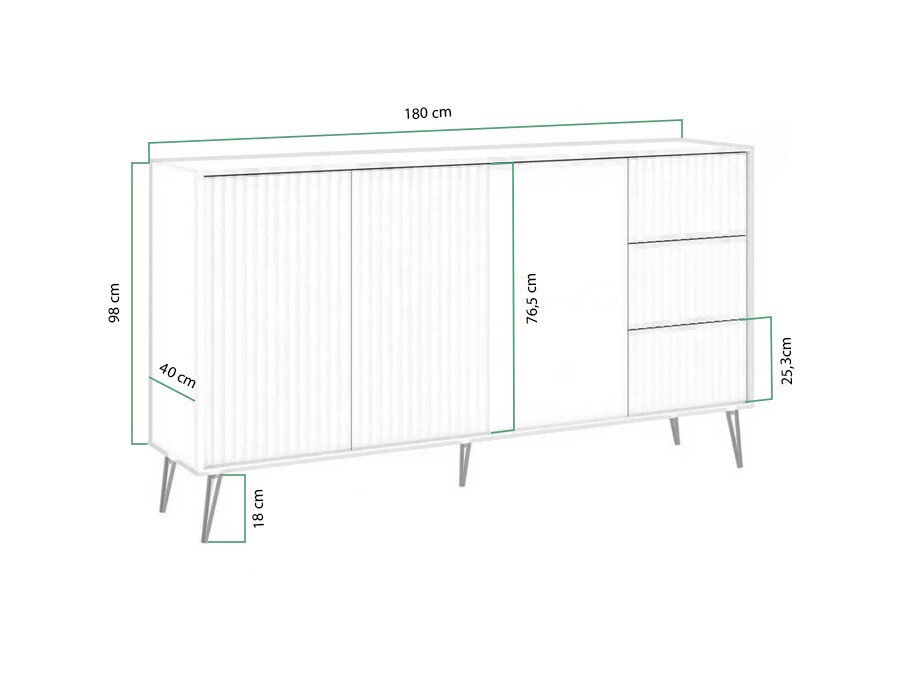 Kommode Cirferi 102 (Hvid + Gylden)