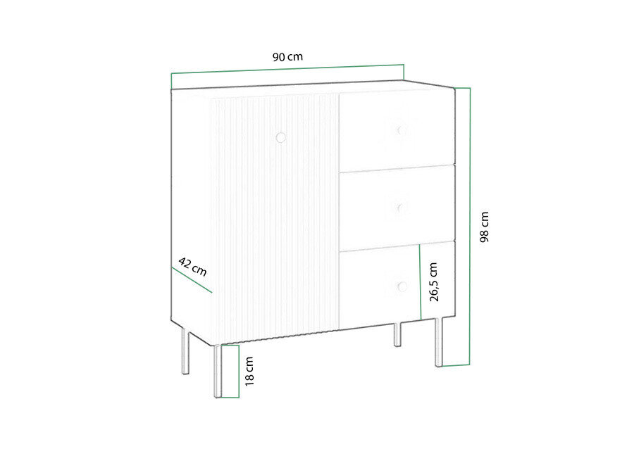 Kommode Etliva 100 (Hvid + Gylden)