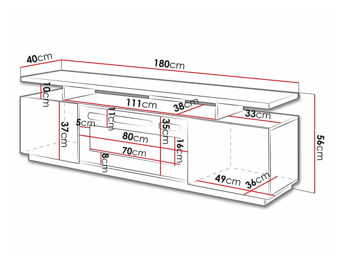 TV-bord Figura I (Grafit + Glansfuld grafit)