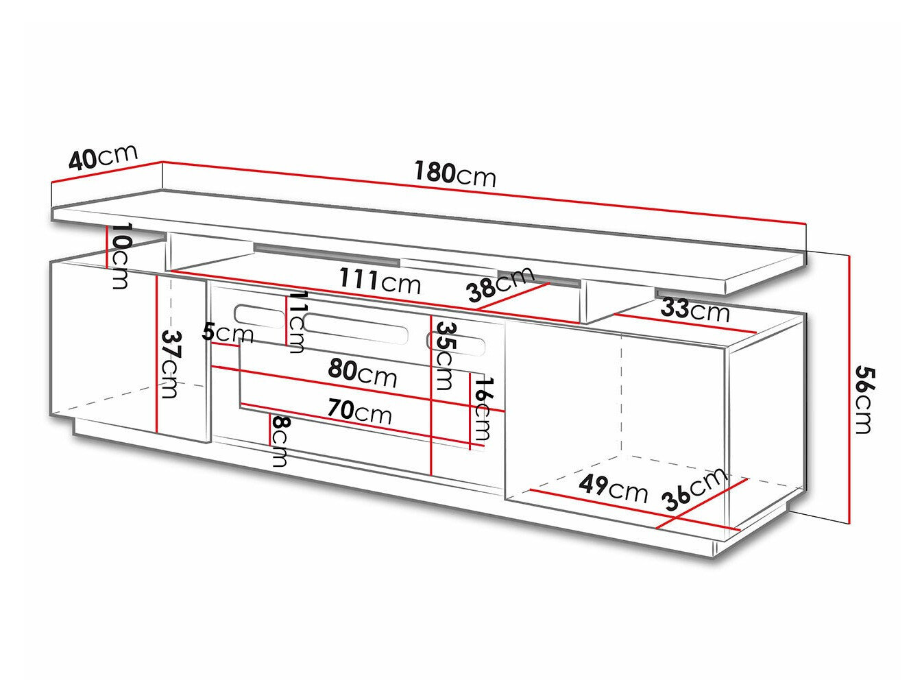 TV-bord Figura I (Sort + Blank sort)