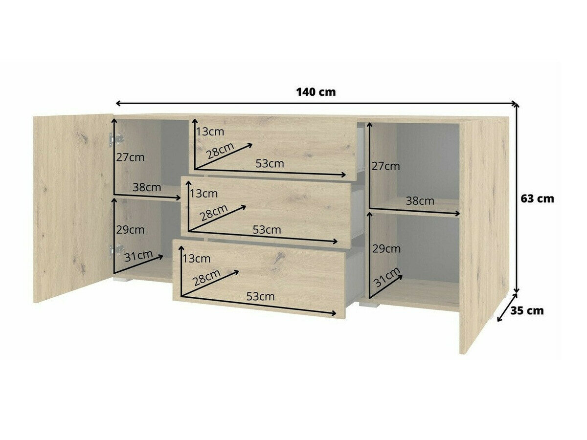 Kommode Revmiru 103 (Hvid + Wotan eg)
