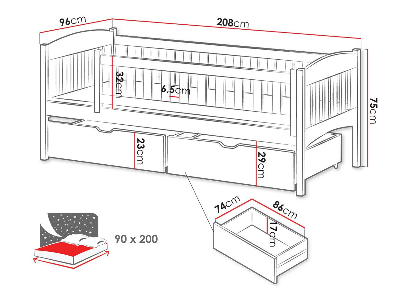 Seng Vista 112 (Hvid)