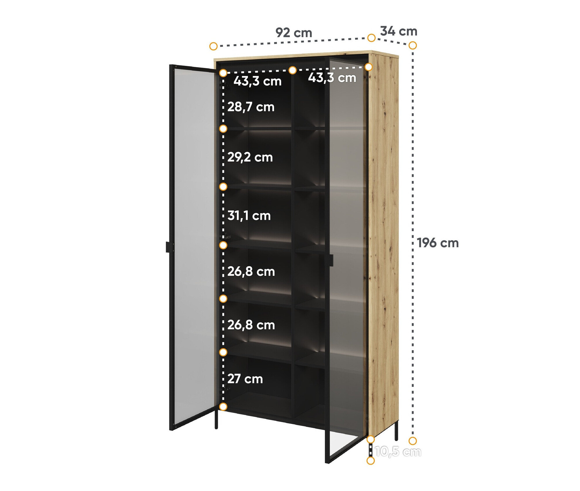 Boekenkast Fernolu 106 (Artisan eiken + Zwart)